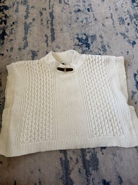 Janie and Jack Cream Cable-Knit Sleeveless Pullover with Toggle